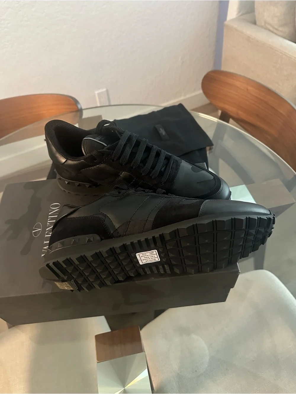 Valentino Garavani Men’s Black Camo Low-Top Sneakers